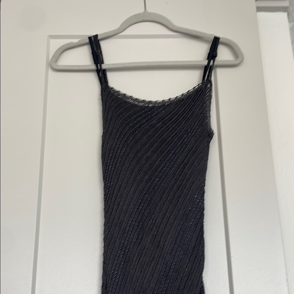 Vintage Bebe Black Beaded Fringe Slip Maxi Dress